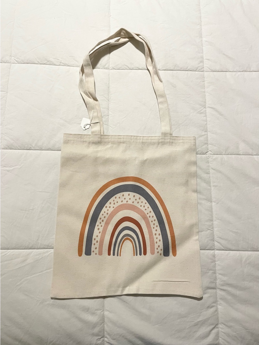 Canvas Rainbow Tote Bag - Cream Rainbow Print